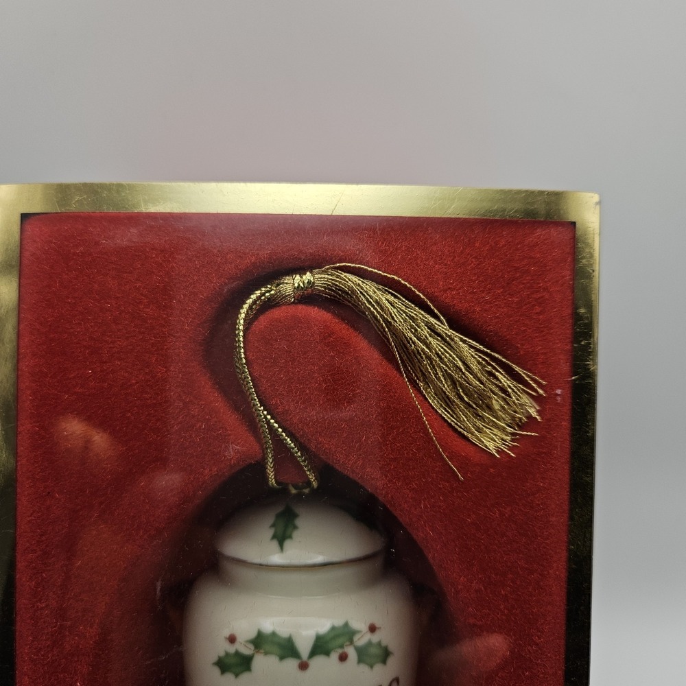 Lenox Porcelain Hanging Jar Ornament, White/Gold Holly Christmas #6119077 - Picture 4 of 13